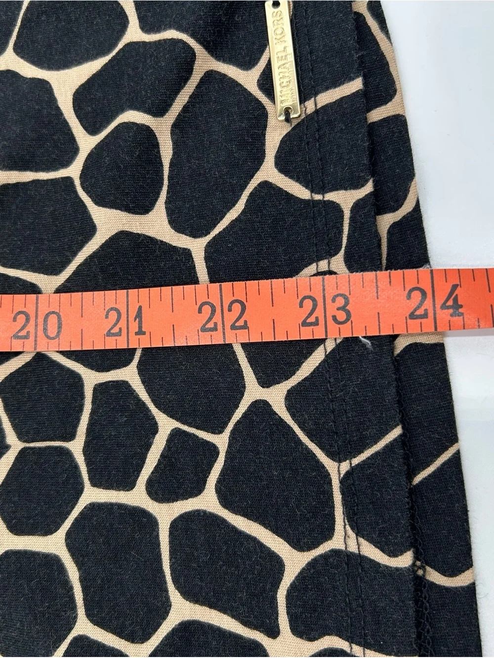 Michael Kors Black and Tan Giraffe-Print Blouse XL